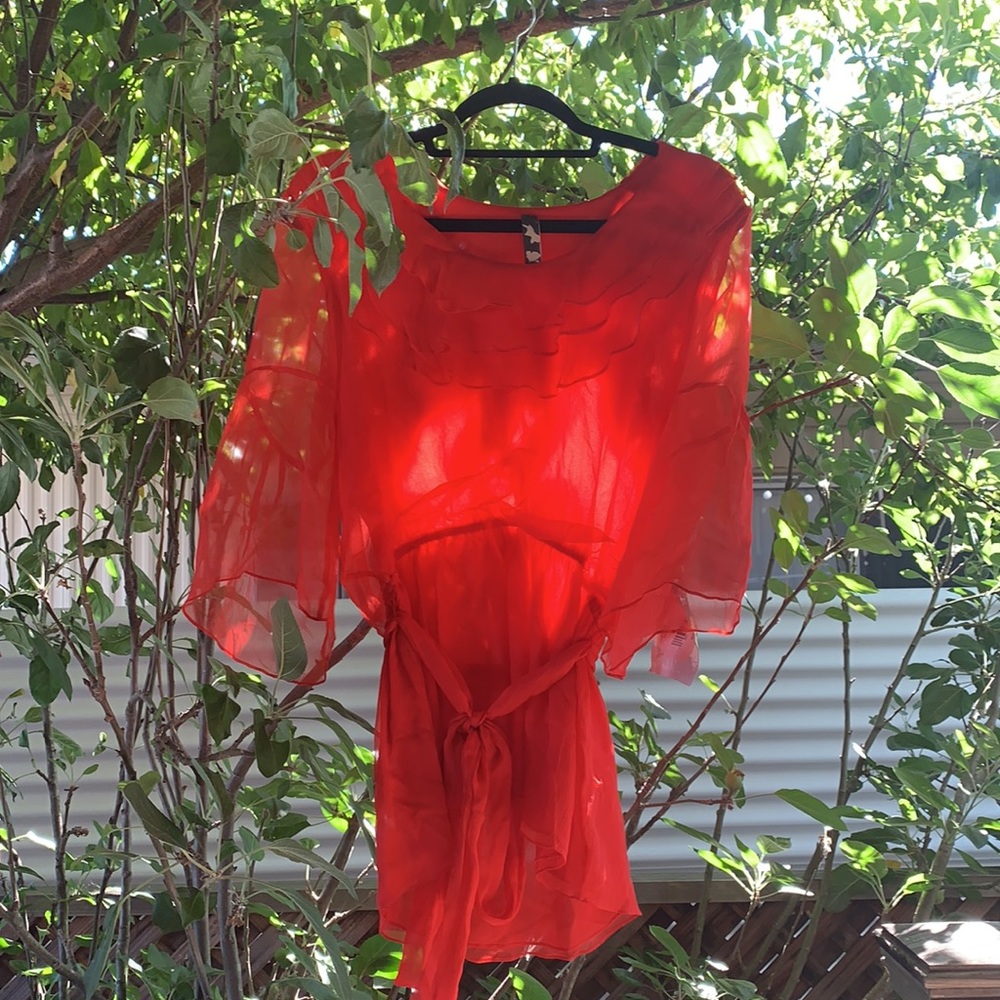 Silk chiffon blouse, lined, never worn.